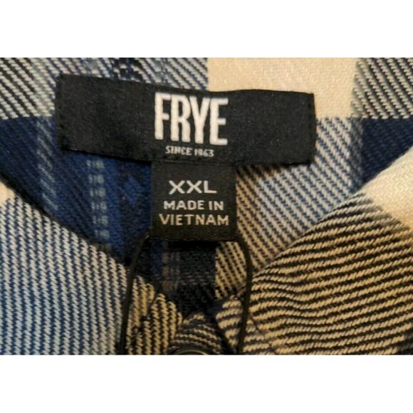 New Frye Jacquard Button Up Men's XXL L/S Flannel Shirt Deep Night Sky Blue NWT - Picture 8 of 10